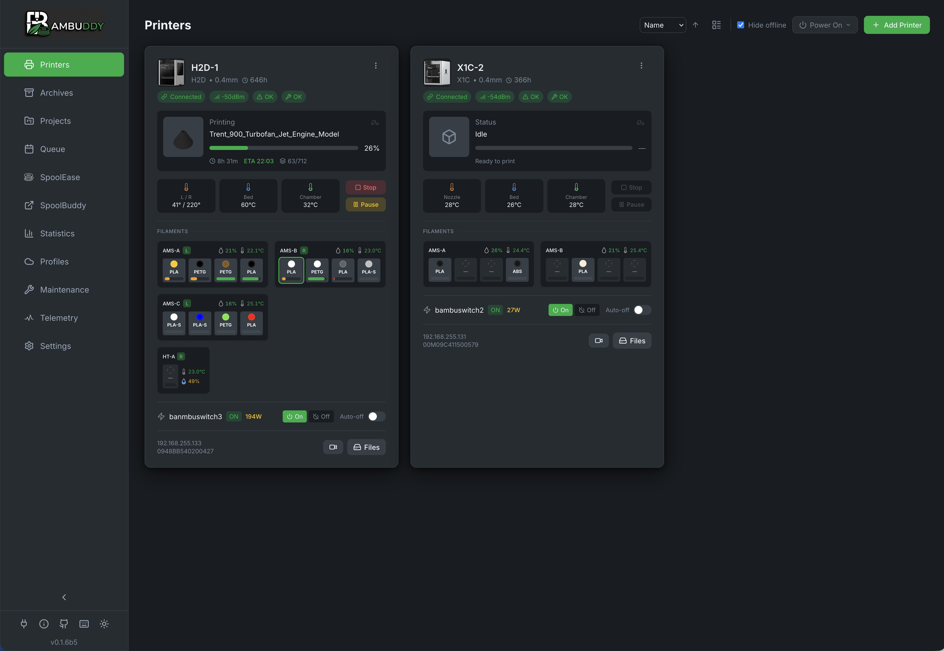 Bambuddy screenshot