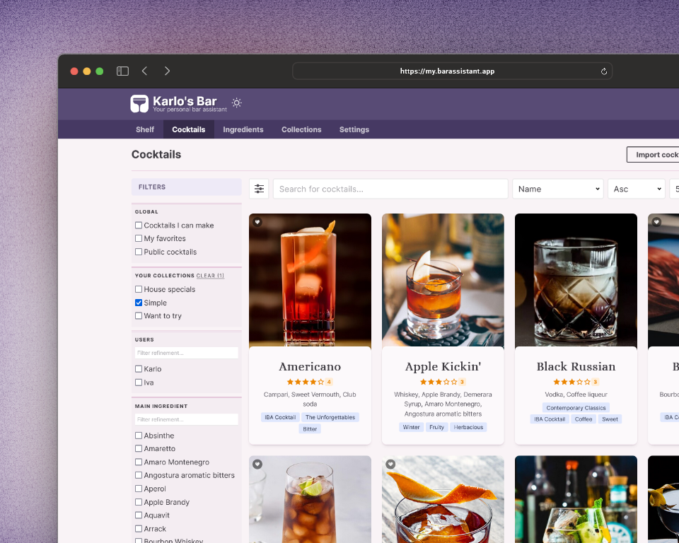 Bar Assistant screenshot