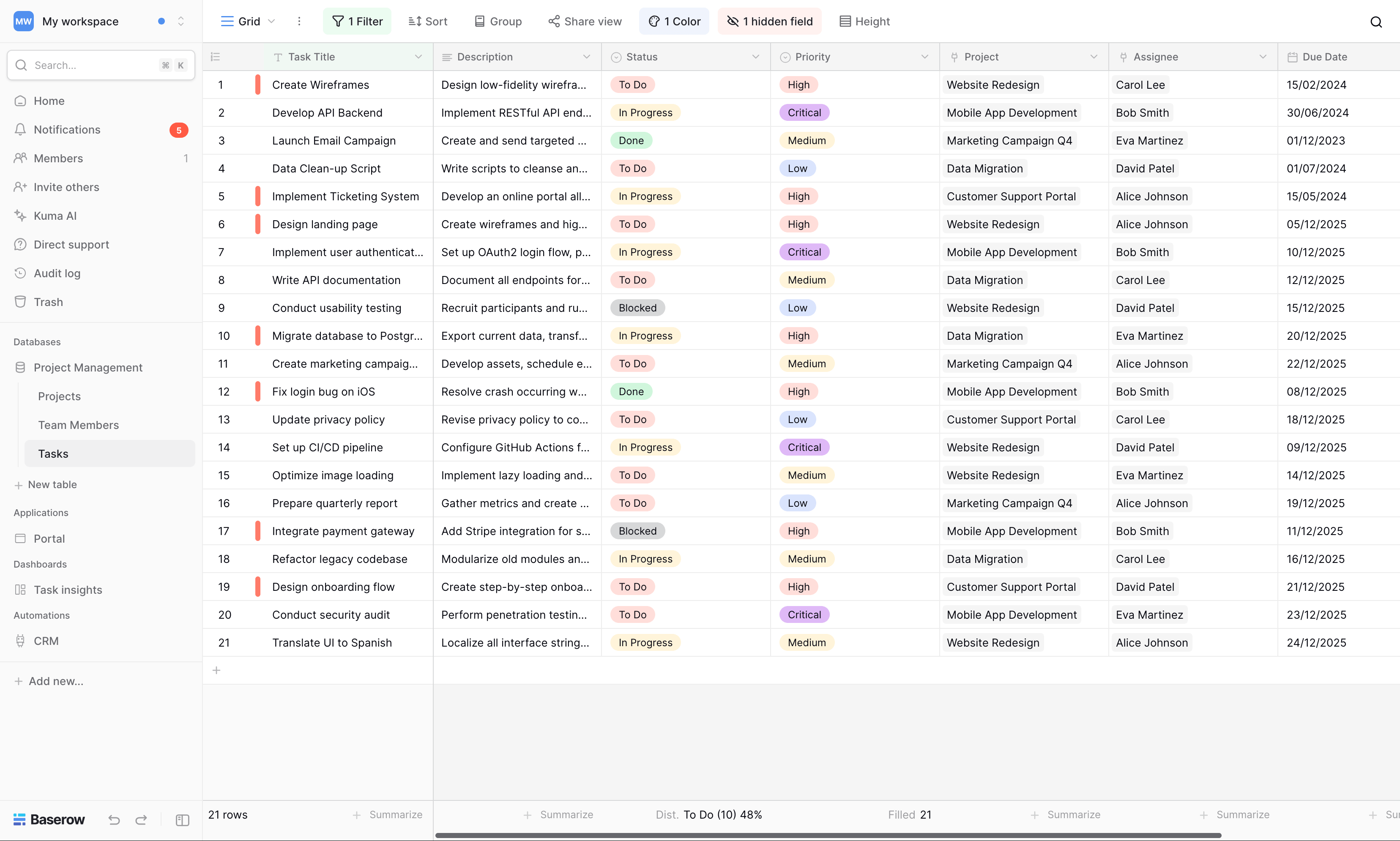 Baserow screenshot