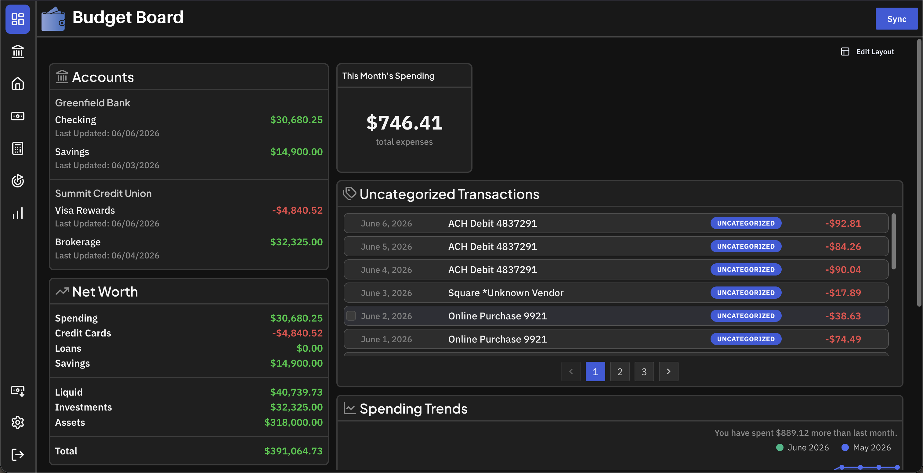 Budget Board screenshot