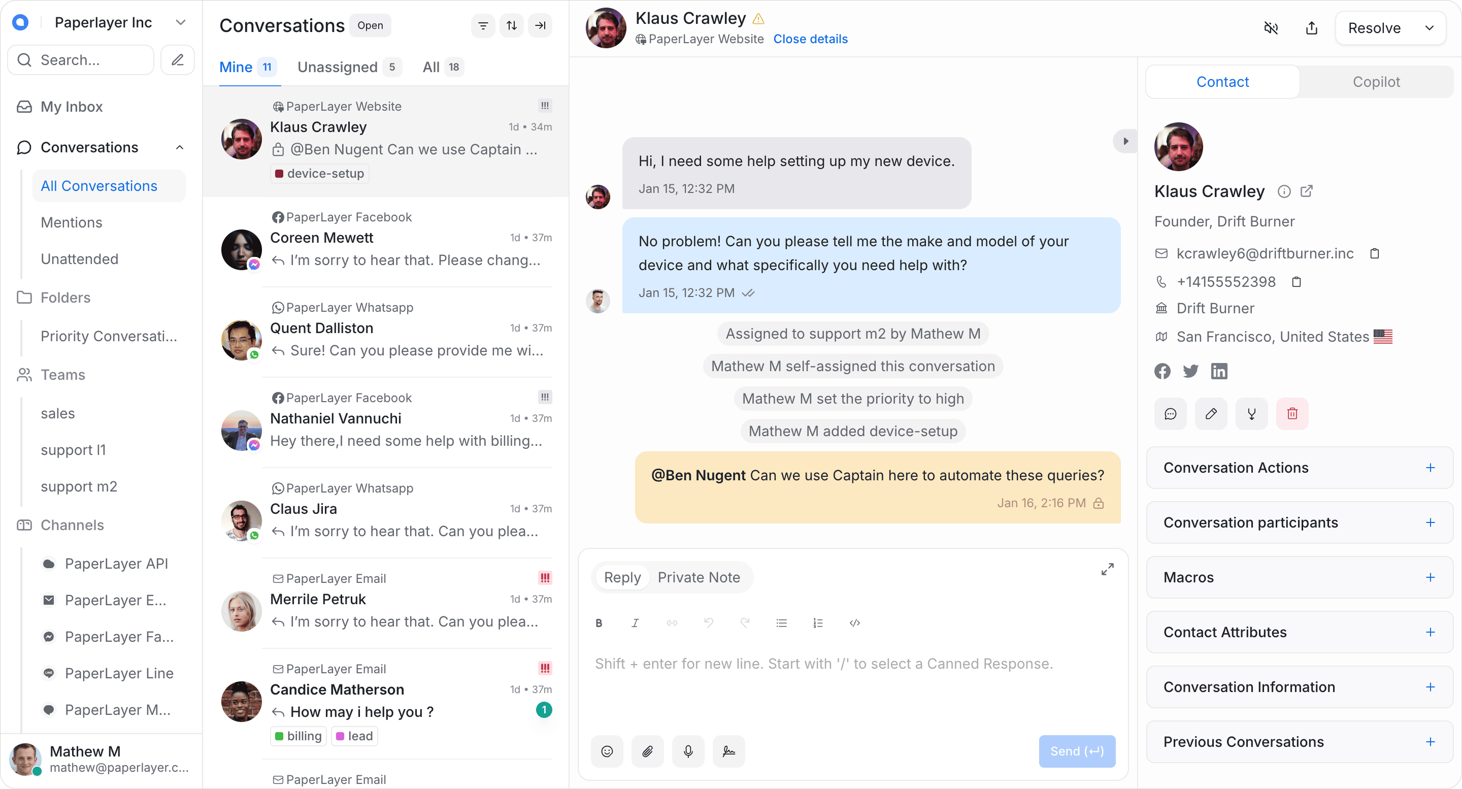 Chatwoot screenshot