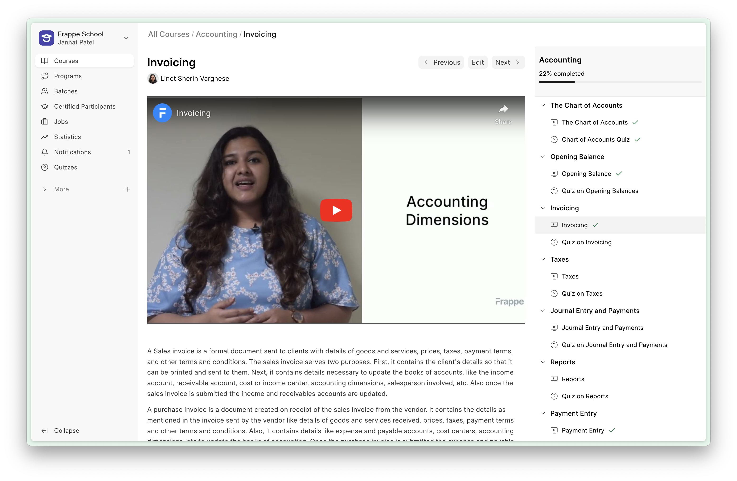 Frappe Learning screenshot