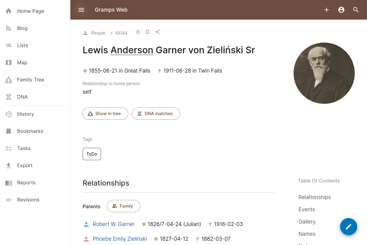 Gramps Web screenshot