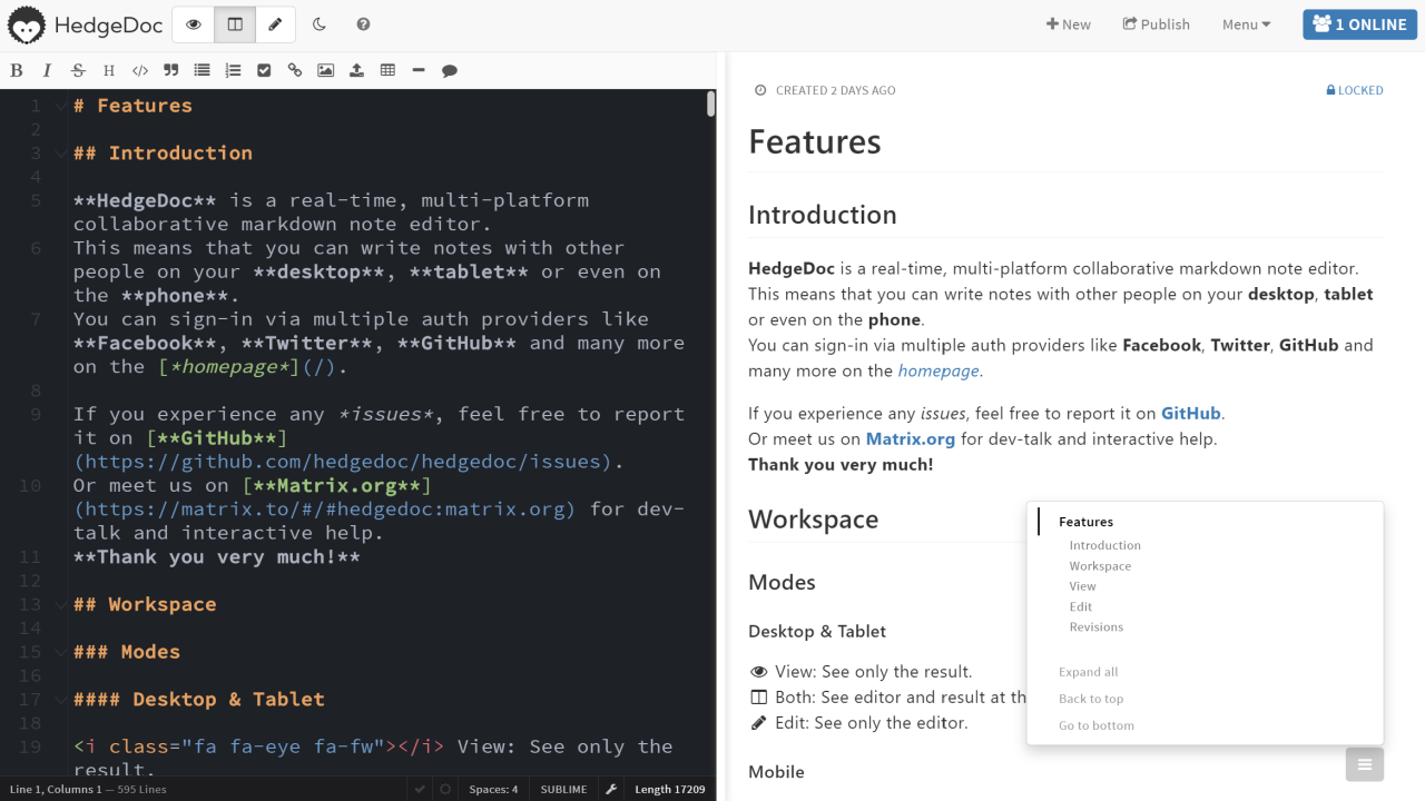 HedgeDoc screenshot