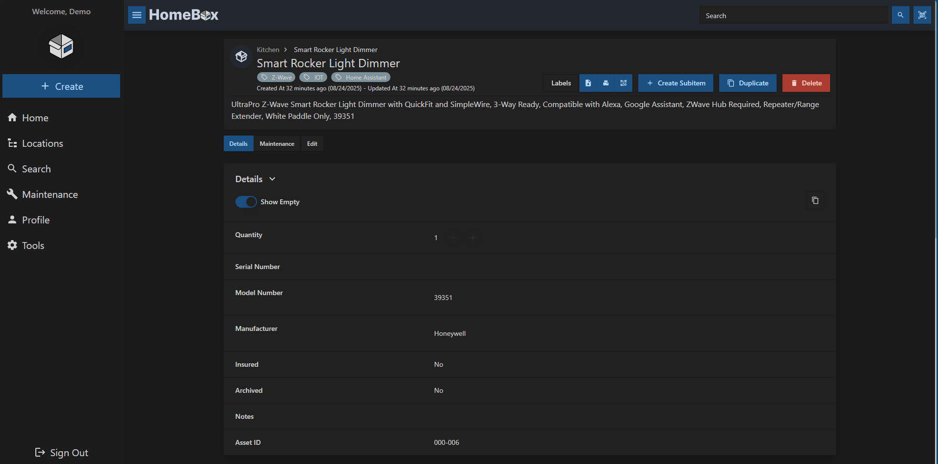 HomeBox screenshot