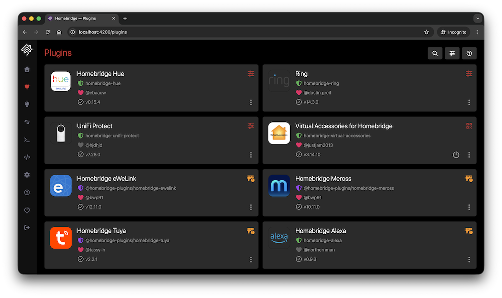 Homebridge screenshot