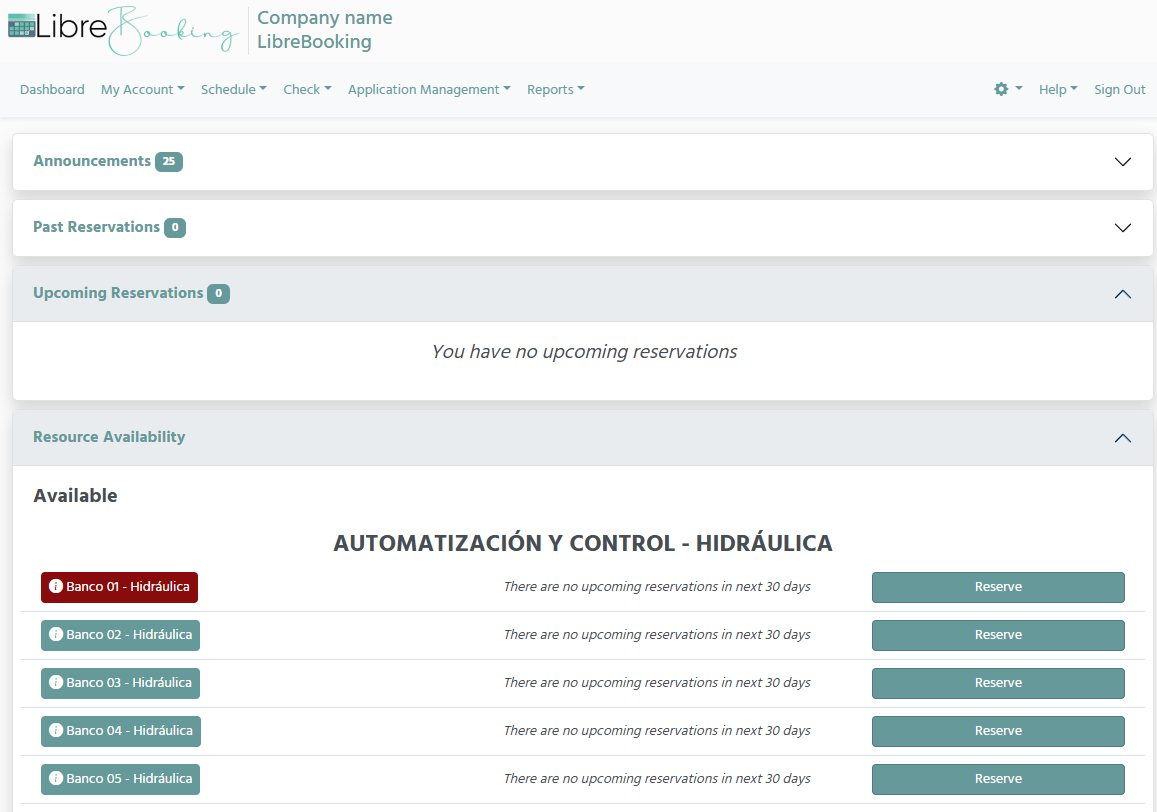 LibreBooking screenshot