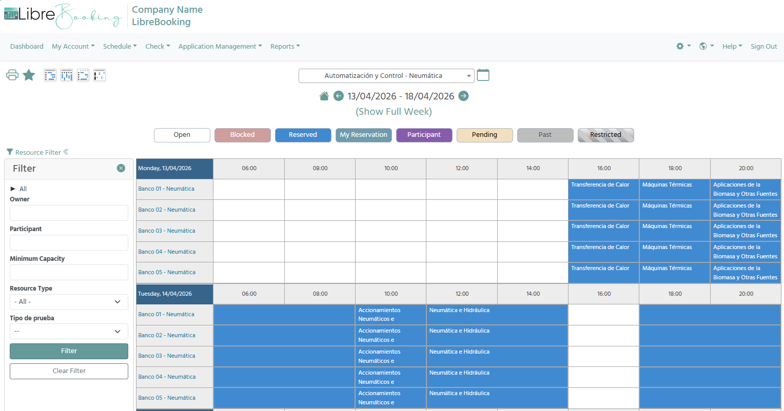 LibreBooking screenshot