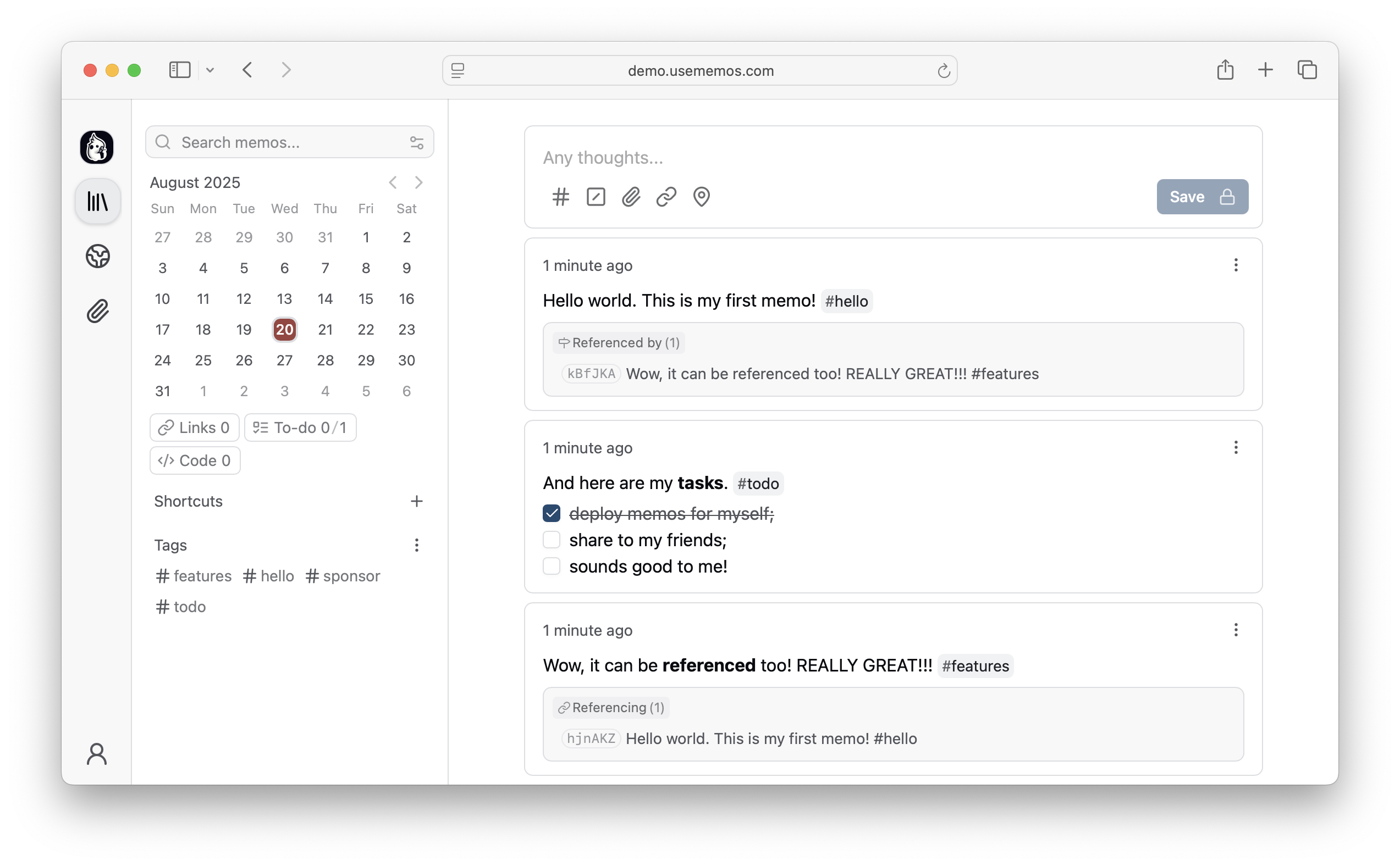 Memos screenshot
