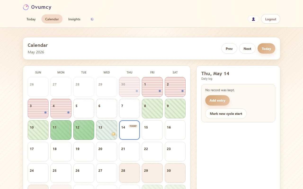 Ovumcy screenshot