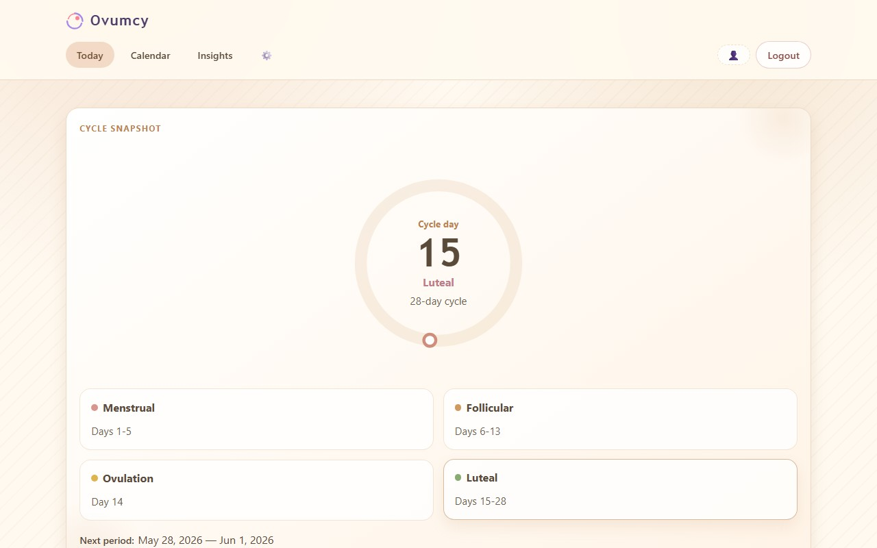 Ovumcy screenshot