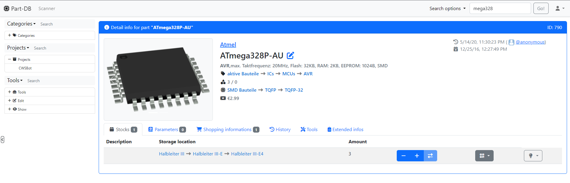 Part-DB screenshot
