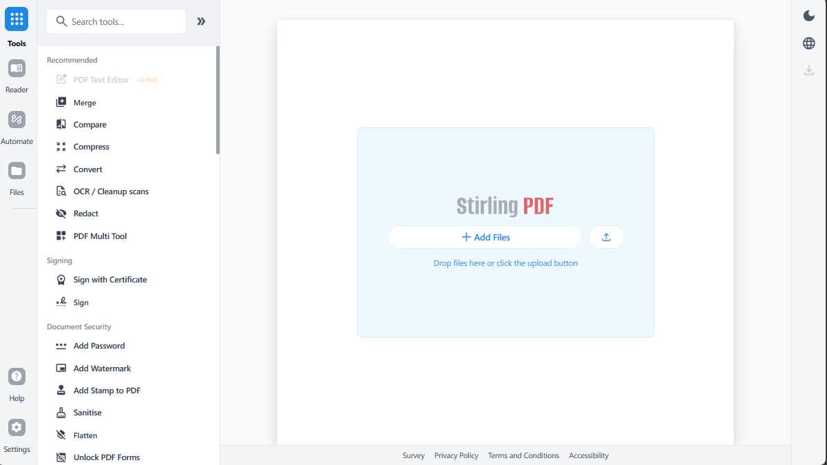 Stirling PDF screenshot